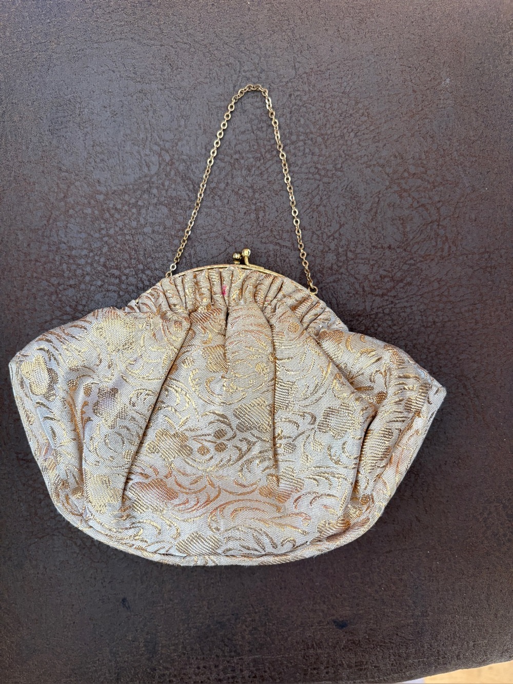 Vintage Elegant Gold Brocade Evening Clutch Handbag